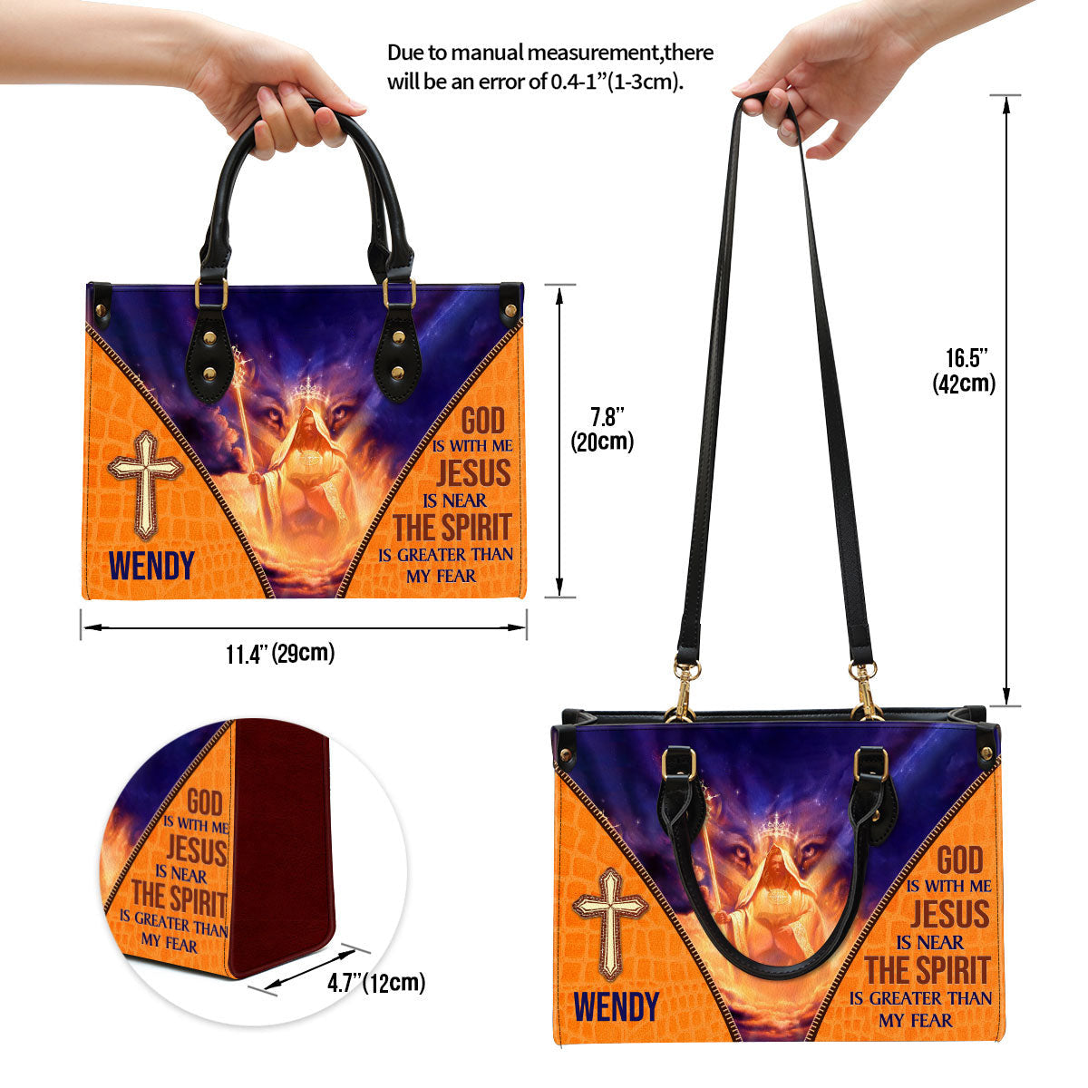 Personalized Leather Bag For Women, The Spirit Is Greater Than My Fear Leather Bag Leather Bag, Christian Gifts For Women