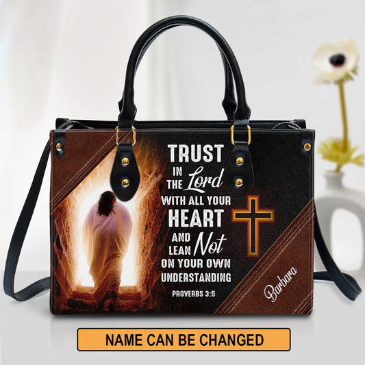 Personalized Leather Bag For Women, Trust In The Lord With All Your Heart Leather Bag Leather Bag, Christian Gifts For Women