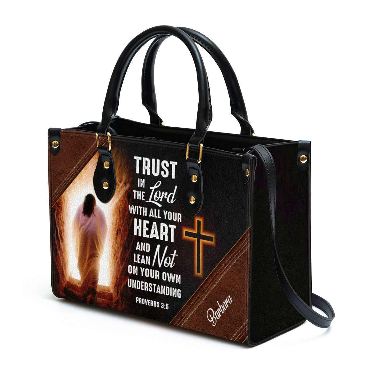 Personalized Leather Bag For Women, Trust In The Lord With All Your Heart Leather Bag Leather Bag, Christian Gifts For Women