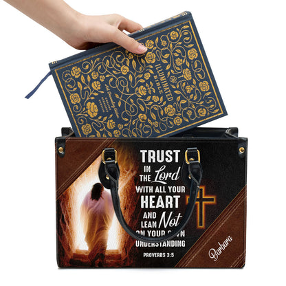 Personalized Leather Bag For Women, Trust In The Lord With All Your Heart Leather Bag Leather Bag, Christian Gifts For Women