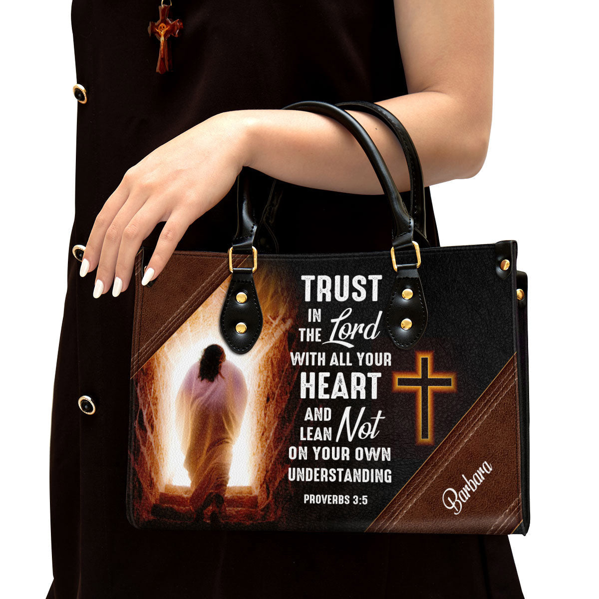 Personalized Leather Bag For Women, Trust In The Lord With All Your Heart Leather Bag Leather Bag, Christian Gifts For Women