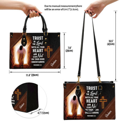 Personalized Leather Bag For Women, Trust In The Lord With All Your Heart Leather Bag Leather Bag, Christian Gifts For Women
