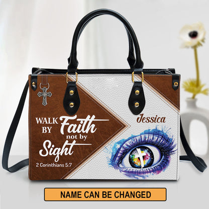Personalized Leather Bag For Women, Walk By Faith Not By Sight Leather Bag Leather Bag, Christian Gifts For Women