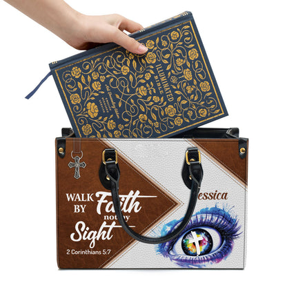 Personalized Leather Bag For Women, Walk By Faith Not By Sight Leather Bag Leather Bag, Christian Gifts For Women