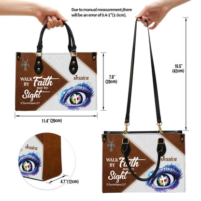 Personalized Leather Bag For Women, Walk By Faith Not By Sight Leather Bag Leather Bag, Christian Gifts For Women