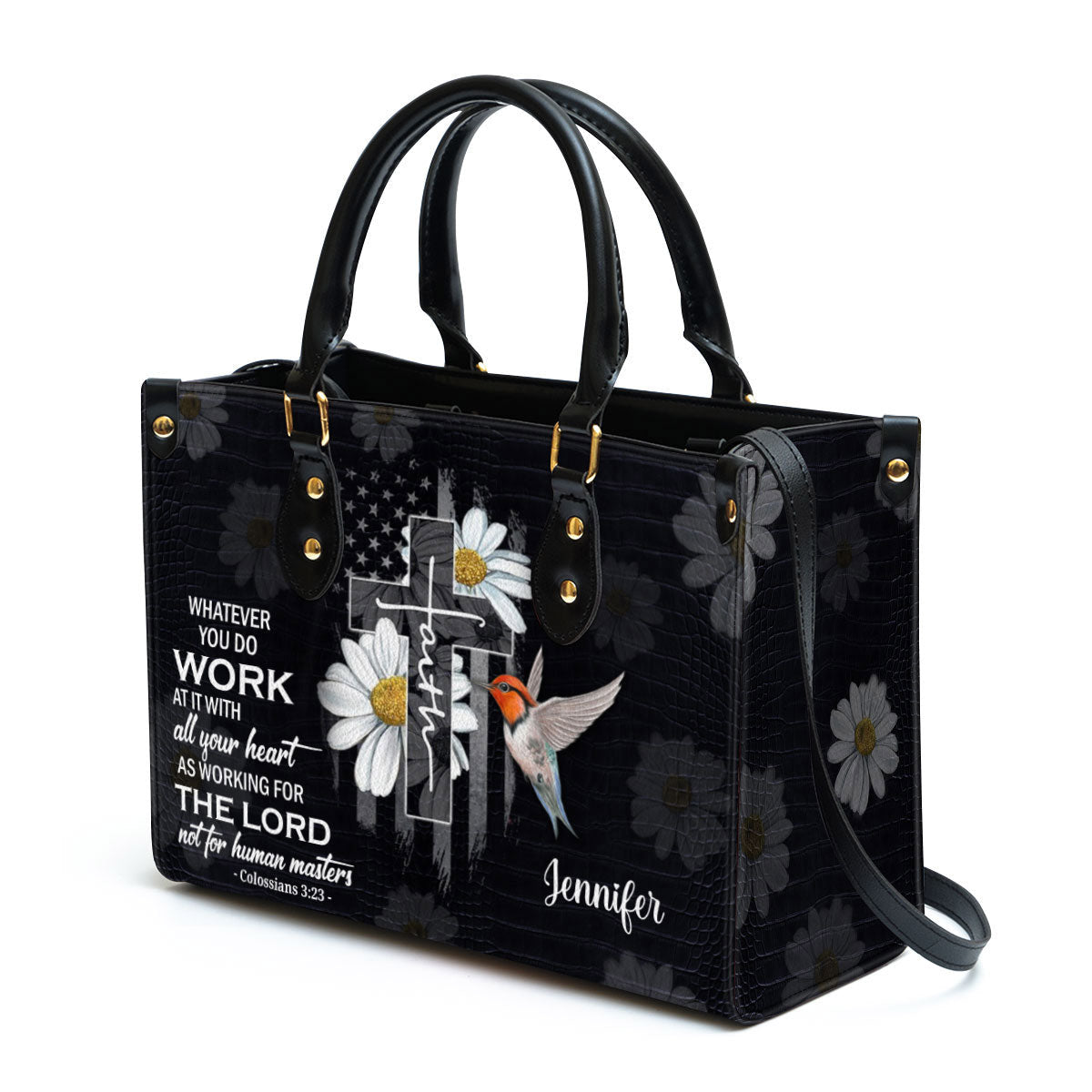 Personalized Leather Bag For Women, Whatever You Do Work At It With All Your Heart Leather Bag Leather Bag, Christian Gifts For Women