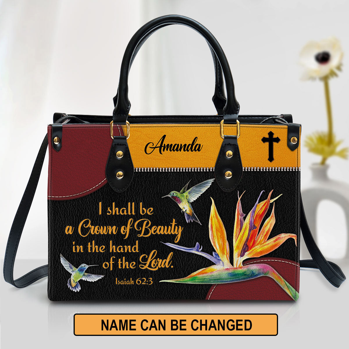 Personalized Leather Bag For Women, You Shall Be A Crown Of Beauty In The Hand Of The Lord Leather Bag Leather Bag, Christian Gifts For Women