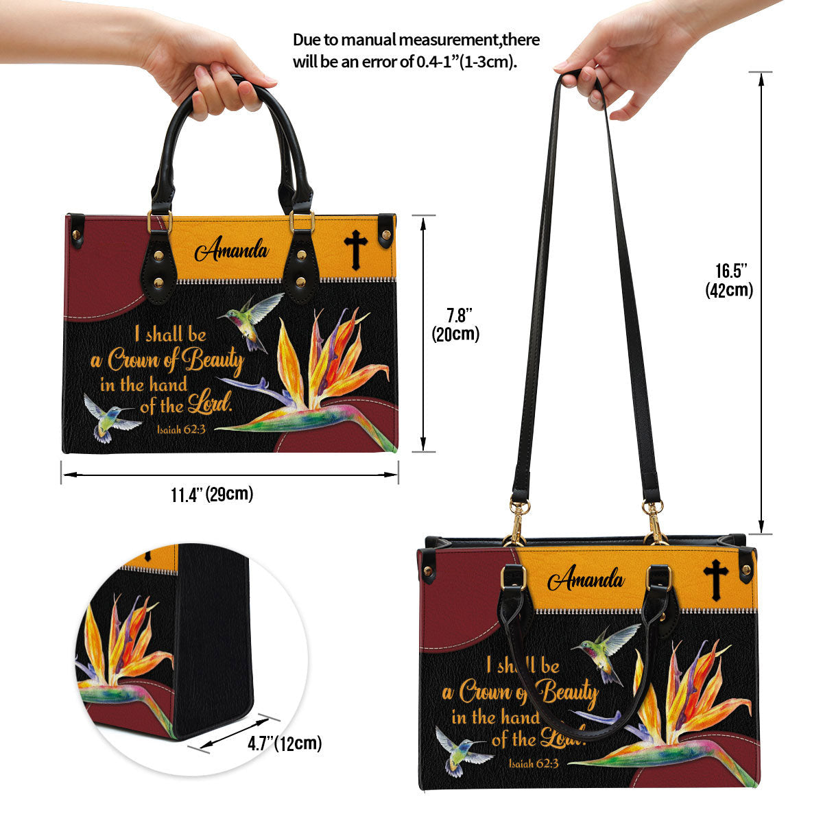 Personalized Leather Bag For Women, You Shall Be A Crown Of Beauty In The Hand Of The Lord Leather Bag Leather Bag, Christian Gifts For Women