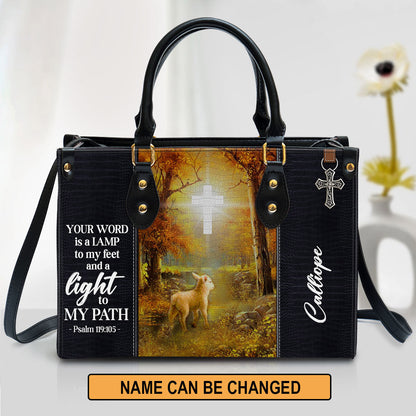 Personalized Leather Bag For Women, Your Word Is A Lamp To My Feet And A Light To My Path Leather Bag Leather Bag, Christian Gifts For Women