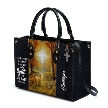 Personalized Leather Bag For Women, Your Word Is A Lamp To My Feet And A Light To My Path Leather Bag Leather Bag, Christian Gifts For Women