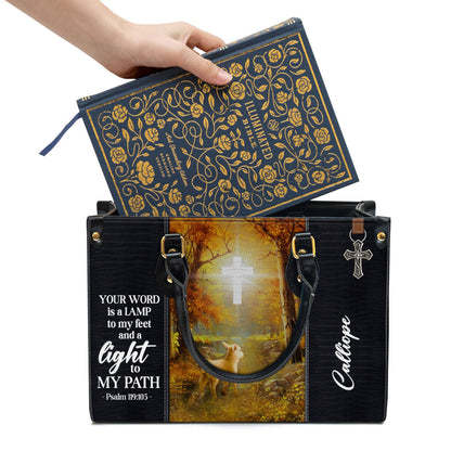 Personalized Leather Bag For Women, Your Word Is A Lamp To My Feet And A Light To My Path Leather Bag Leather Bag, Christian Gifts For Women