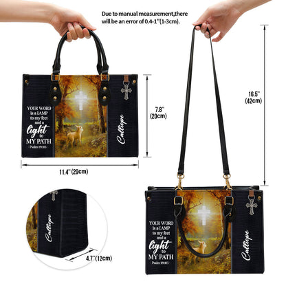Personalized Leather Bag For Women, Your Word Is A Lamp To My Feet And A Light To My Path Leather Bag Leather Bag, Christian Gifts For Women