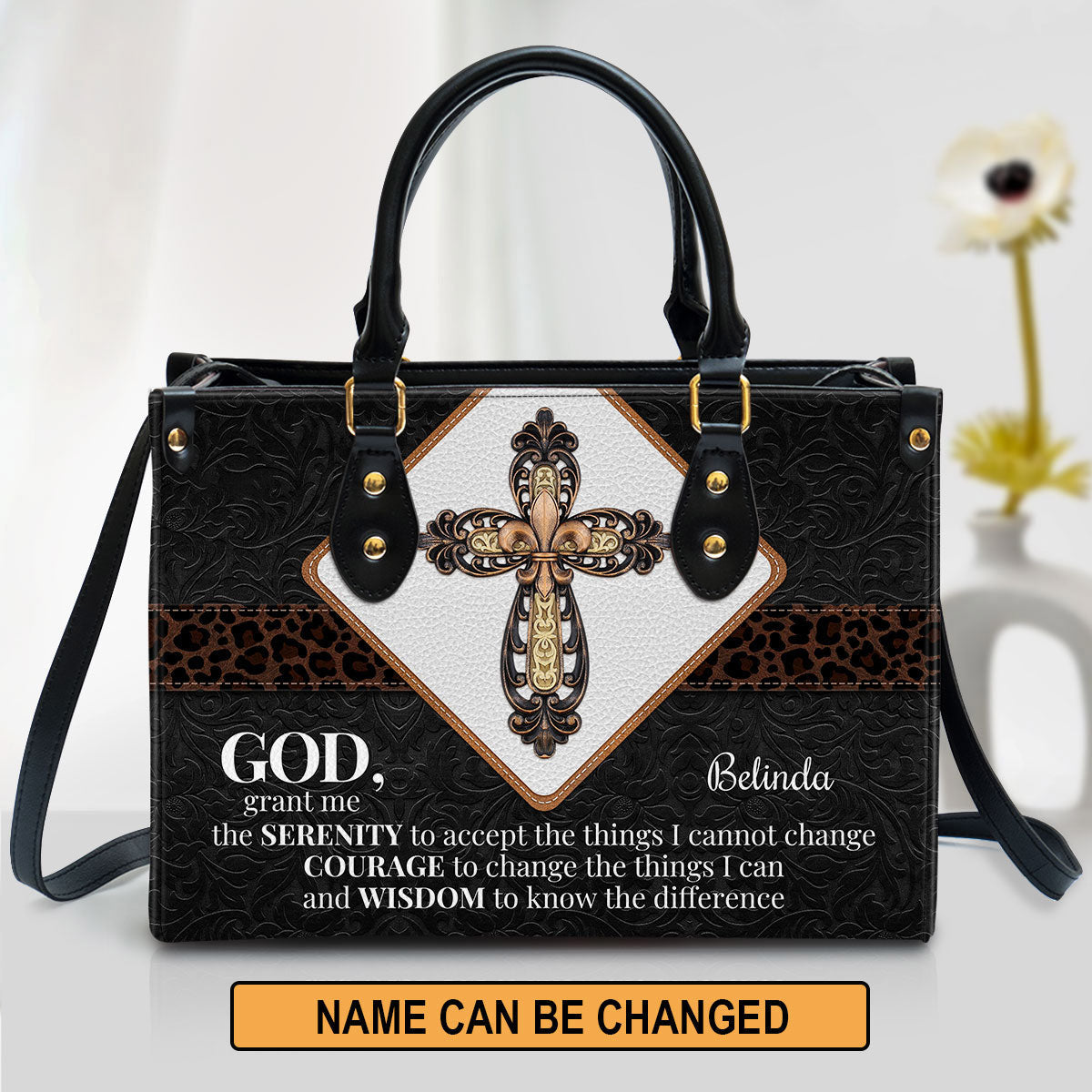 Personalized Leather Bag, God Grant Me The Serenity To Accept The Things I Cannot Change Leather Bag, Christian Pu Leather Bags For Women