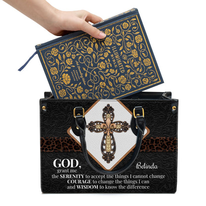 Personalized Leather Bag, God Grant Me The Serenity To Accept The Things I Cannot Change Leather Bag, Christian Pu Leather Bags For Women