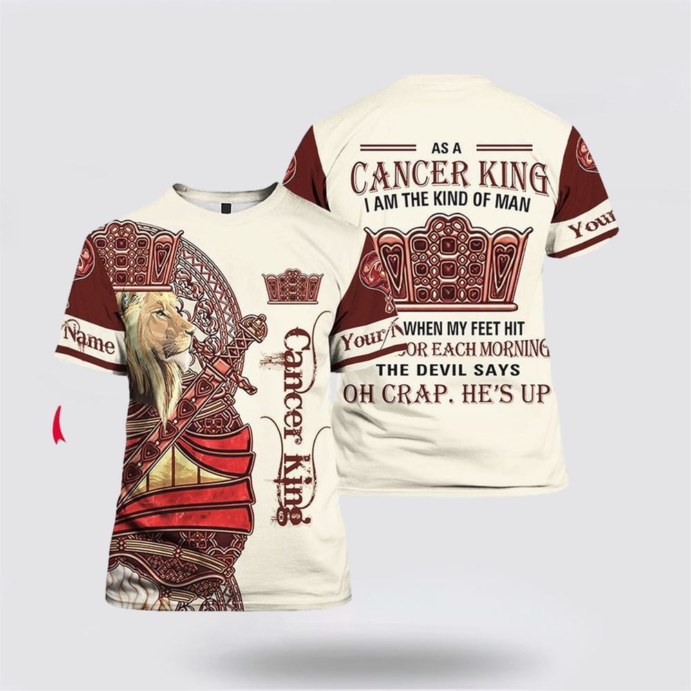 Personalized Lion Cancer King All Over Print 3D T Shirt, Breast Cancer Gift Ideas, Unisex T Shirt