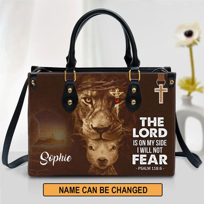Personalized Lion Leather Bag The Lord Is On My Side, Women Pu Leather Bag, Christian Gifts For Women