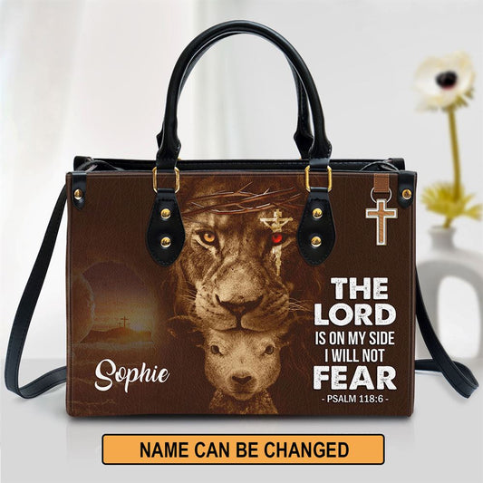 Personalized Lion Leather Bag The Lord Is On My Side, Women Pu Leather Bag, Christian Gifts For Women