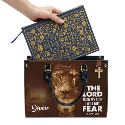 Personalized Lion Leather Bag The Lord Is On My Side, Women Pu Leather Bag, Christian Gifts For Women