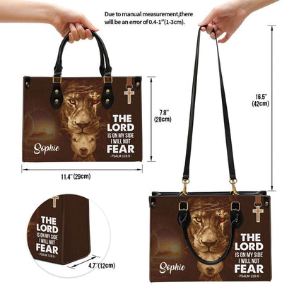 Personalized Lion Leather Bag The Lord Is On My Side, Women Pu Leather Bag, Christian Gifts For Women