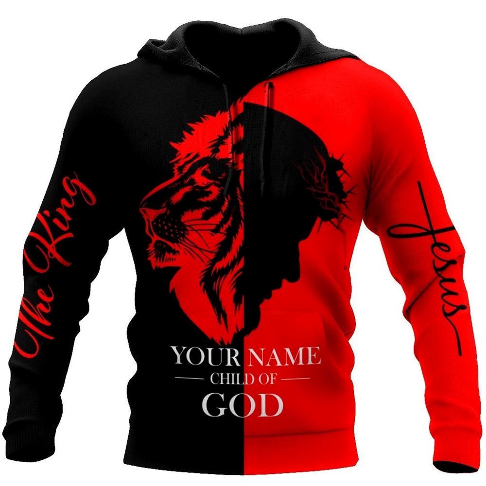 Personalized Lion Red And Jesus Is The King God 3D Hoodie For Man And Women, Jesus Printed 3D Hoodie