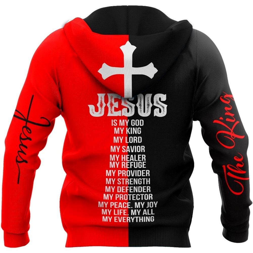 Personalized Lion Red And Jesus Is The King God 3D Hoodie For Man And Women, Jesus Printed 3D Hoodie