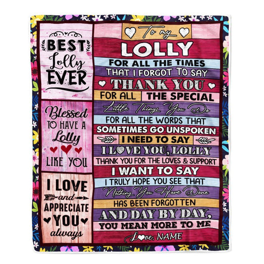 Personalized Lolly Blanket From Granddaughter Grandson Thank You For The Love, Mother's Day Blanket, Mothers Day Birthday Gifts For Mom