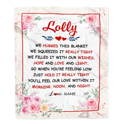 Personalized Lolly Blanket From Grandkids Granddaughter Grandson We Hugged This Blanket Floral, Mother's Day Blanket, Mothers Day Birthday Gifts
