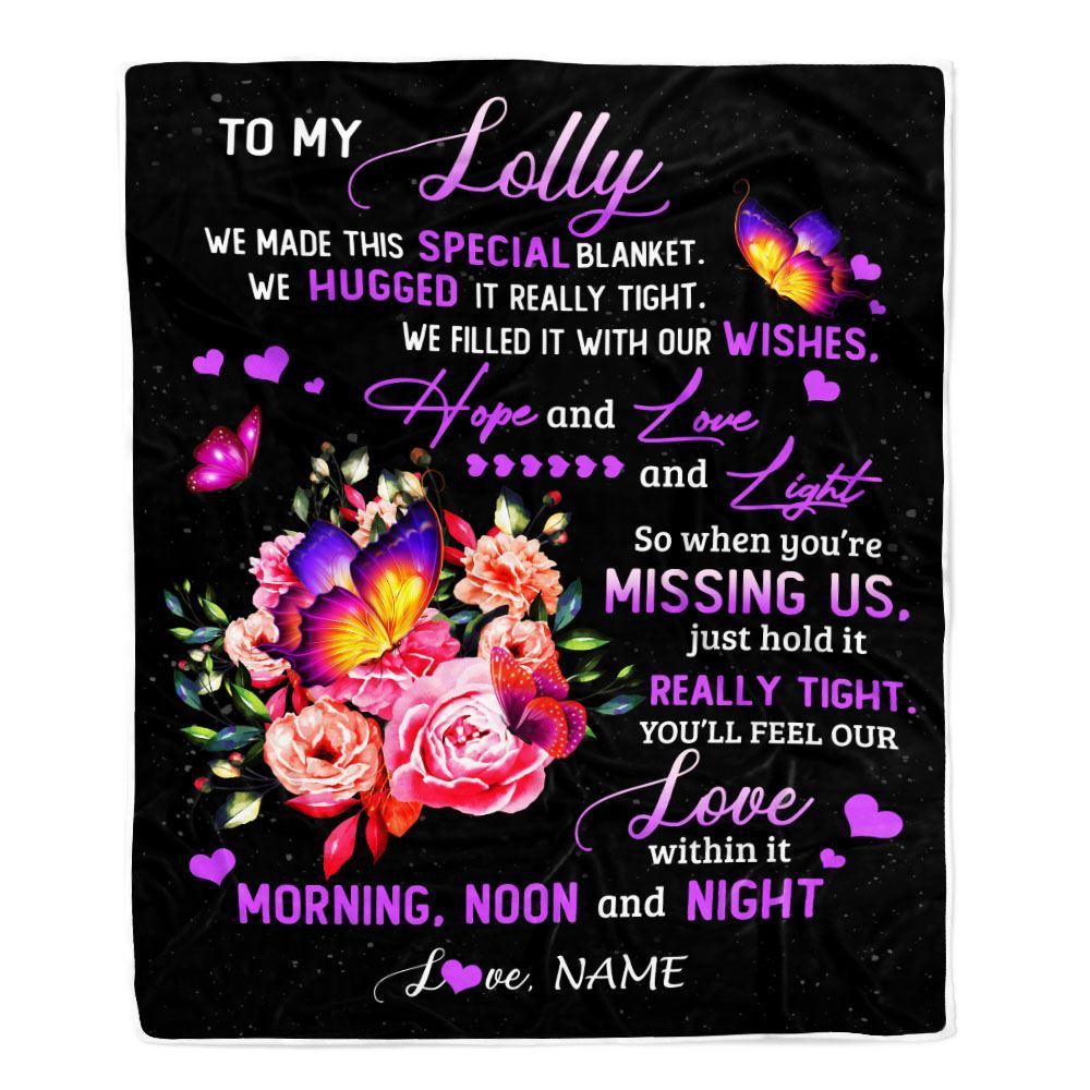 Personalized Lolly Blanket From Grandkids Granddaughter We Made This Special Blanket Flower, Mother's Day Blanket, Mothers Day Birthday Gifts For Mom