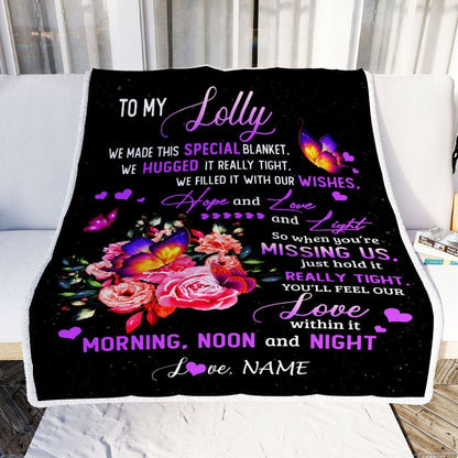 Personalized Lolly Blanket From Grandkids Granddaughter We Made This Special Blanket Flower, Mother's Day Blanket, Mothers Day Birthday Gifts For Mom
