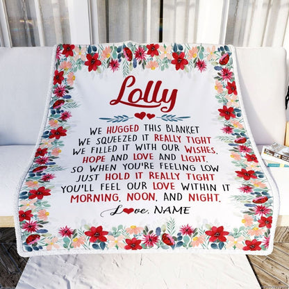 Personalized Lolly Blanket From Grandkids Grandson Granddaughter We Hugged This, Mother's Day Blanket, Mothers Day Birthday Gifts For Mom