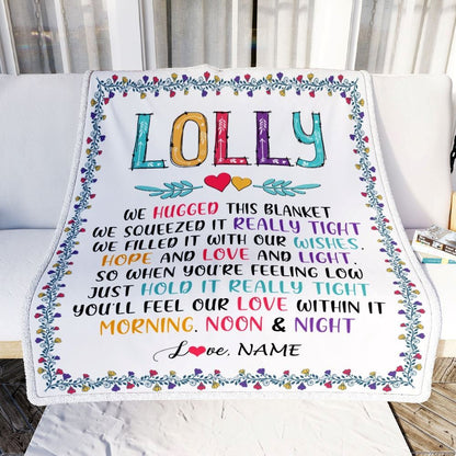 Personalized Lolly Blanket From Grandkids We Hugged This, Mother's Day Blanket, Mothers Day Birthday Gifts For Mom