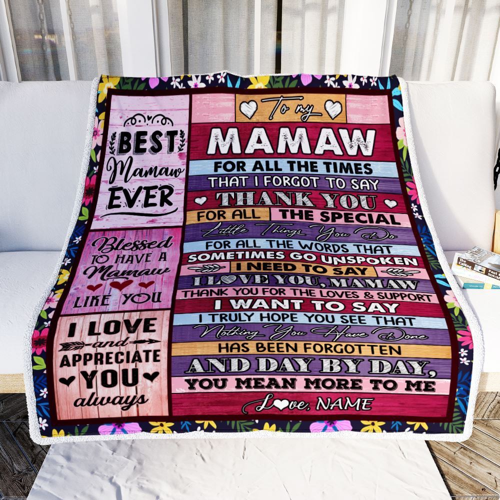 Personalized Mamaw Blanket From Granddaughter Grandson Thank You For The Love, Mother's Day Blanket, Mothers Day Birthday Gifts For Mom