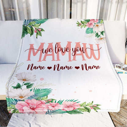 Personalized Mamaw Blanket From Grandkids Granddaughter Grandson We Love You Floral, Mother's Day Blanket, Mothers Day Birthday Gifts For Mom