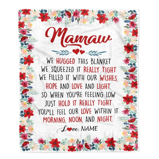 Personalized Mamaw Blanket From Grandkids Grandson Granddaughter We Hugged This, Mother's Day Blanket, Mothers Day Birthday Gifts For Mom