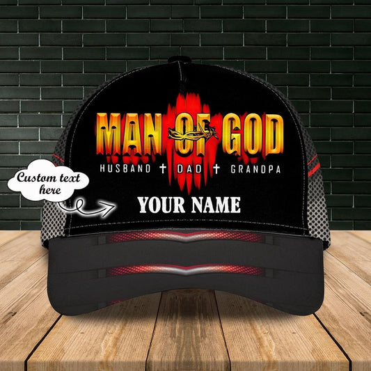 Personalized Man Of God Cap Hat - 3D Baseball Cap Hat For Father, Christian Baseball Cap, Religious Cap, Jesus Gift, Jesus Hat