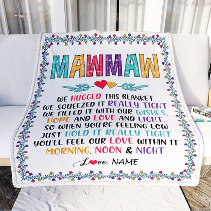 Personalized MawMaw Blanket From Grandkids We Hugged This, Mother's Day Blanket, Mothers Day Birthday Gifts For Mom