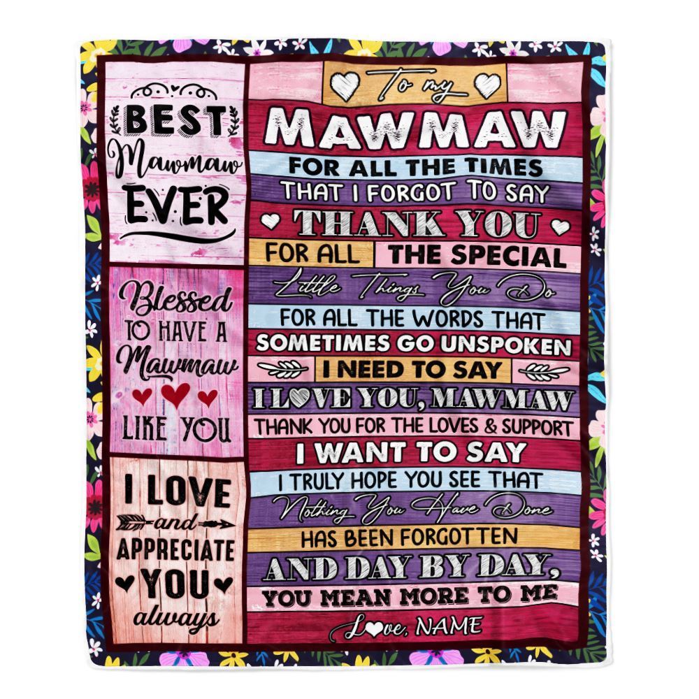 Personalized Mawmaw Blanket From Granddaughter Grandson Thank You For The Love, Mother's Day Blanket, Mothers Day Birthday Gifts For Mom