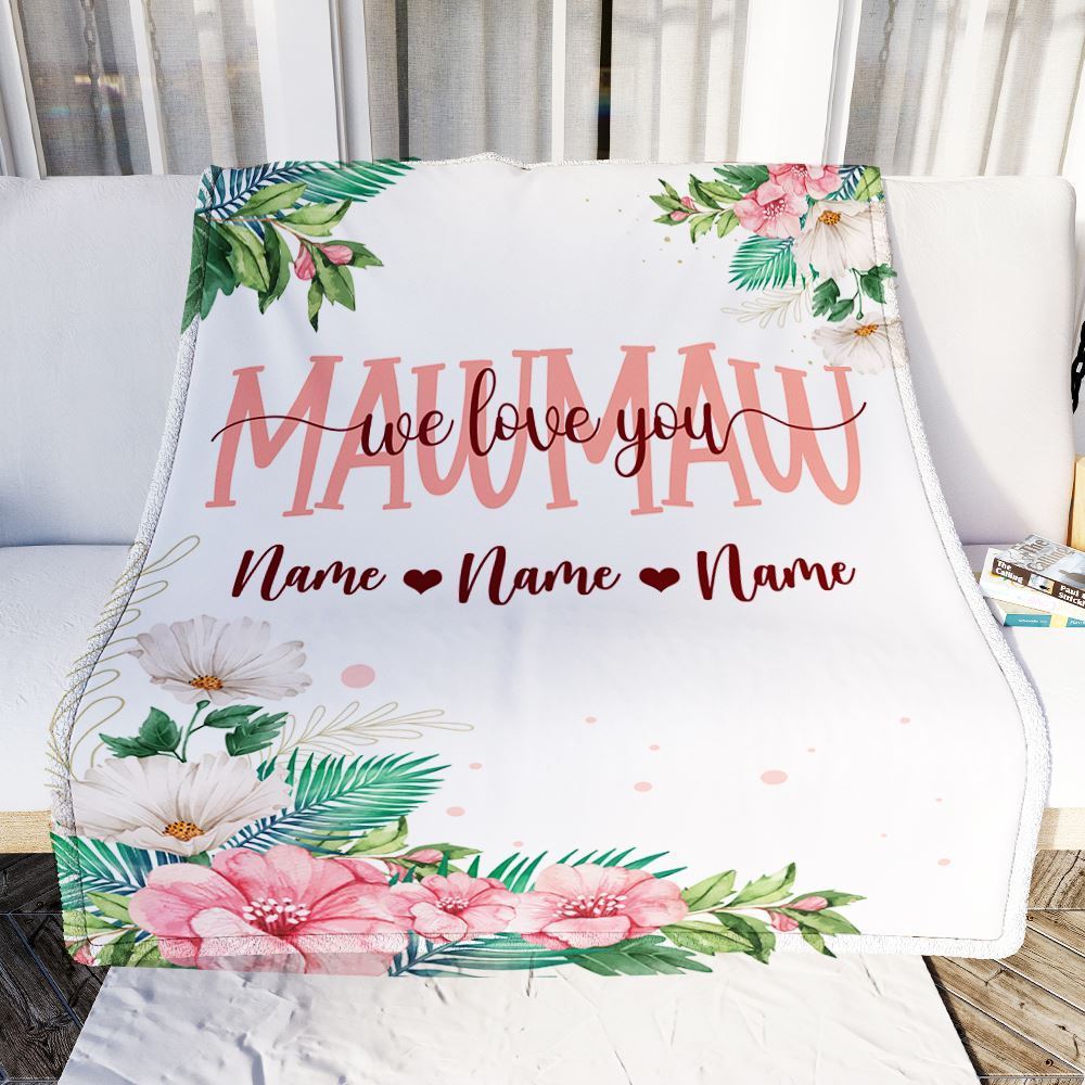 Personalized Mawmaw Blanket From Grandkids Granddaughter Grandson We Love You Floral, Mother's Day Blanket, Mothers Day Birthday Gifts For Mom