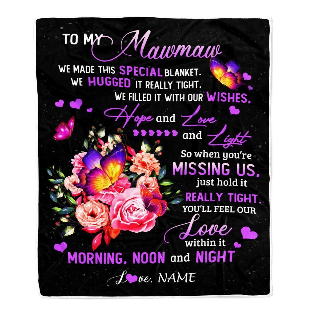 Personalized Mawmaw Blanket From Grandkids Granddaughter Grandson We Made This Special Blanket Flower, Mother's Day Blanket, Mothers Day Birthday