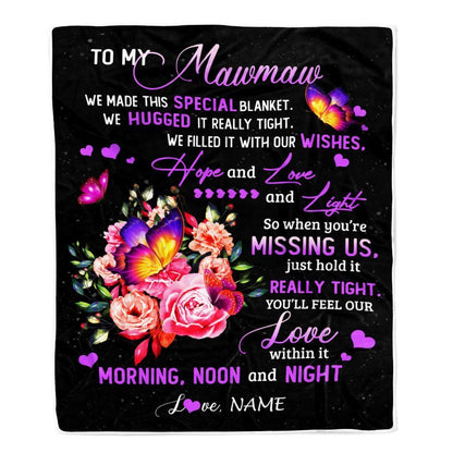 Personalized Mawmaw Blanket From Grandkids Granddaughter Grandson We Made This Special Blanket Flower, Mother's Day Blanket, Mothers Day Birthday