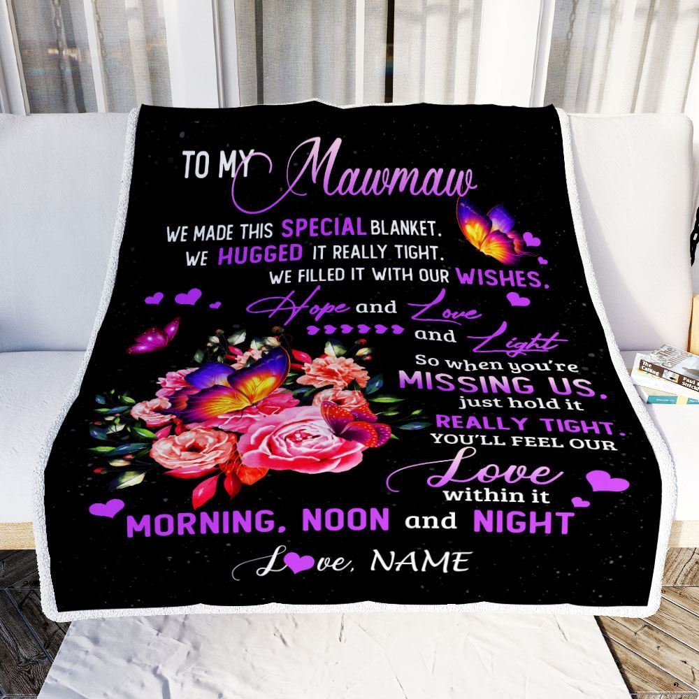 Personalized Mawmaw Blanket From Grandkids Granddaughter Grandson We Made This Special Blanket Flower, Mother's Day Blanket, Mothers Day Birthday