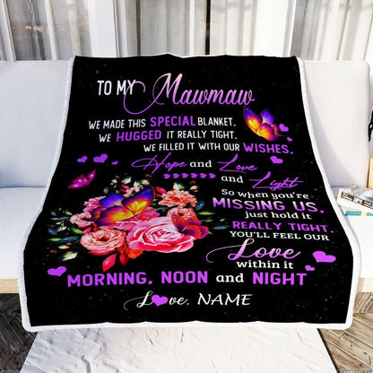 Personalized Mawmaw Blanket From Grandkids Granddaughter Grandson We Made This Special Blanket Flower, Mother's Day Blanket, Mothers Day Birthday