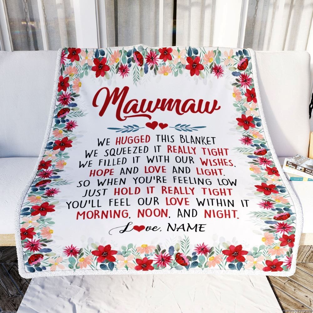 Personalized Mawmaw Blanket From Grandkids Grandson Granddaughter We Hugged This, Mother's Day Blanket, Mothers Day Birthday Gifts For Mom