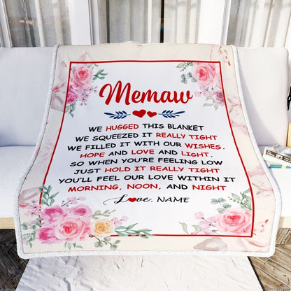 Personalized Memaw Blanket From Grandkids Granddaughter Grandson We Hugged This Blanket Floral, Mother's Day Blanket, Mothers Day Birthday Gifts