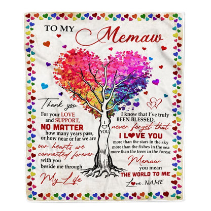 Personalized Memaw Blanket From Grandkids Never Forget That I Love You You Mean The World to Me, Mother's Day Blanket, Mothers Day Birthday Gifts