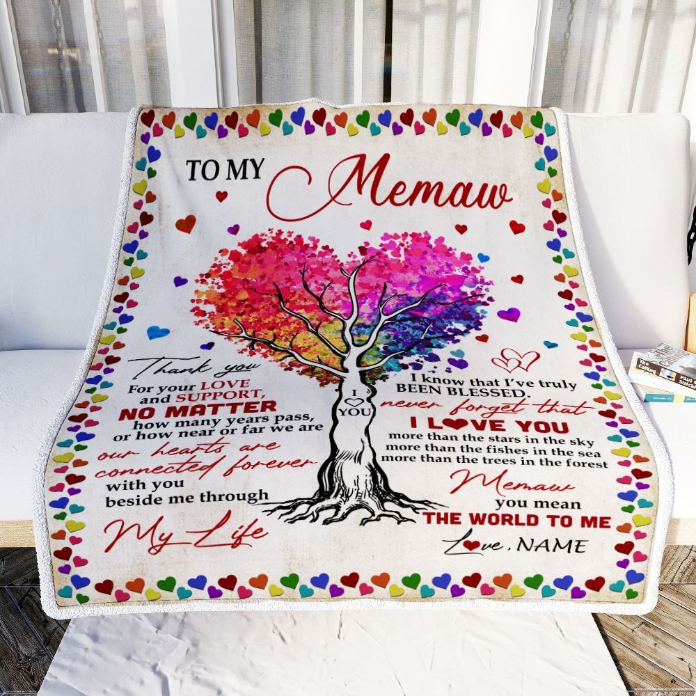 Personalized Memaw Blanket From Grandkids Never Forget That I Love You You Mean The World to Me, Mother's Day Blanket, Mothers Day Birthday Gifts