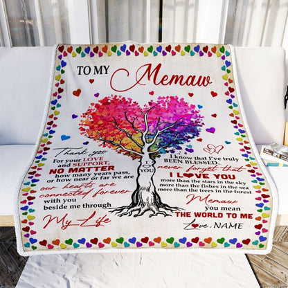 Personalized Memaw Blanket From Grandkids Never Forget That I Love You You Mean The World to Me, Mother's Day Blanket, Mothers Day Birthday Gifts