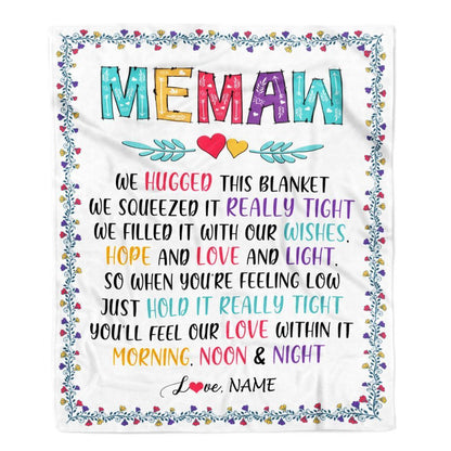 Personalized Memaw Blanket From Grandkids We Hugged This, Mother's Day Blanket, Mothers Day Birthday Gifts For Mom