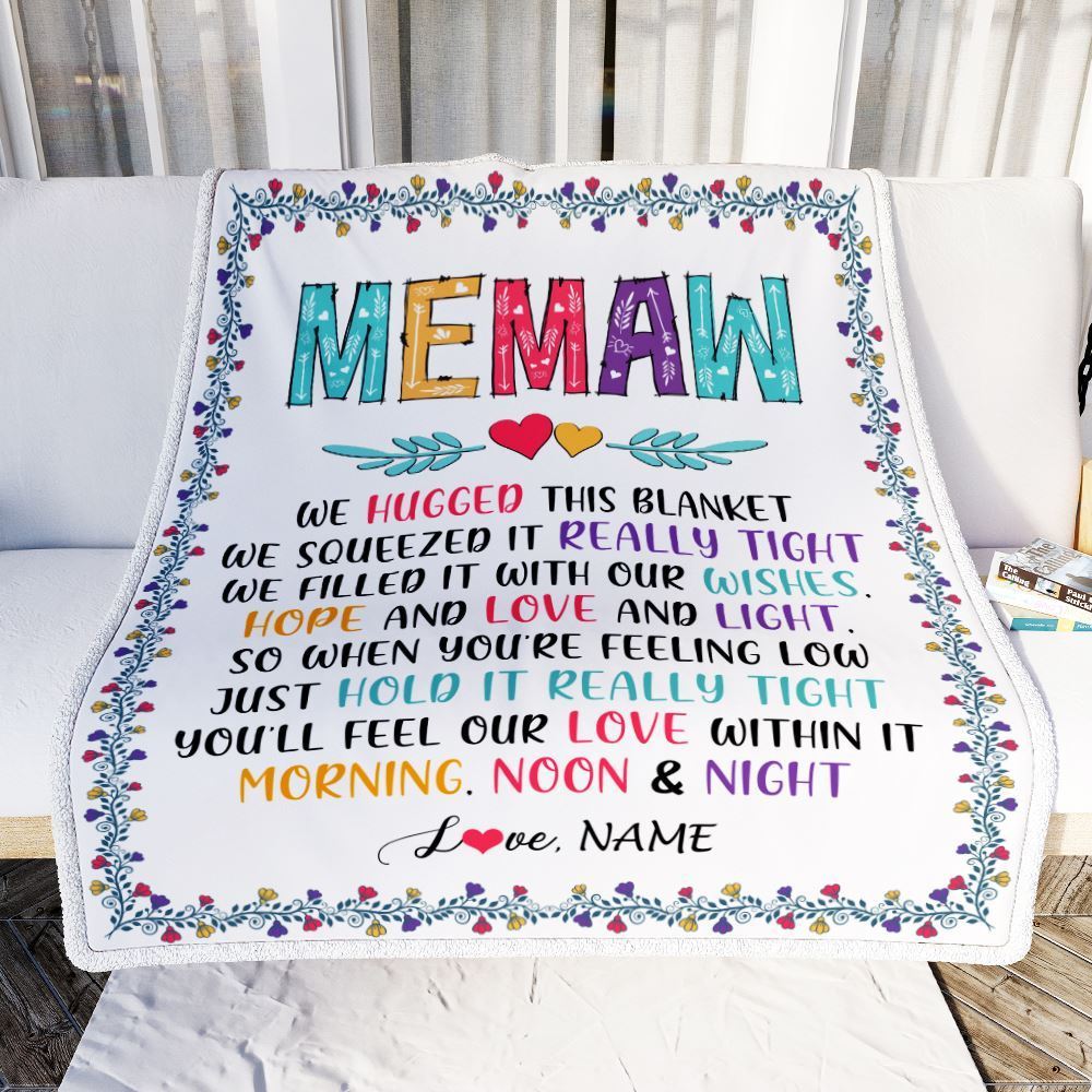 Personalized Memaw Blanket From Grandkids We Hugged This, Mother's Day Blanket, Mothers Day Birthday Gifts For Mom