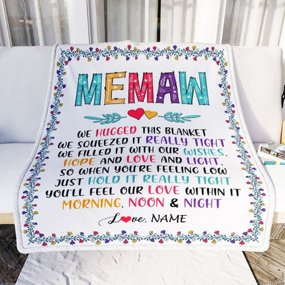 Personalized Memaw Blanket From Grandkids We Hugged This, Mother's Day Blanket, Mothers Day Birthday Gifts For Mom